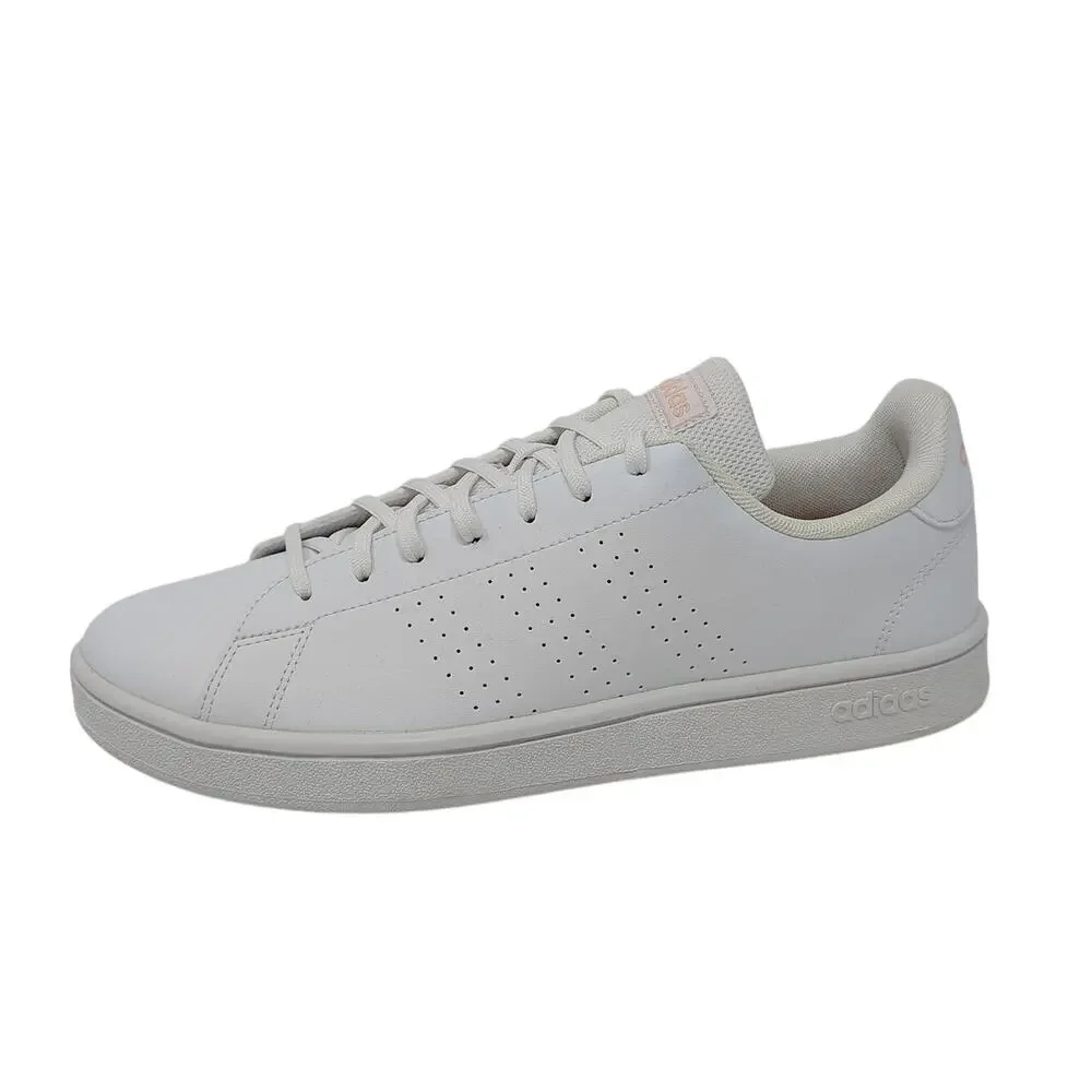 New Adidas Shoes Womens 10 Advantage Base 2.0 White Pink Low Top Sneakers - Picture 1 of 10